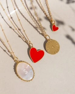 La Médaille Misia Grand Cœur Rouge - Dorée à L'or Fin 24 Carats - 15mm -Bijoux Magasin 230FAB 1