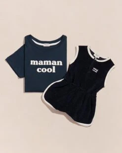 La Mini Combinaison Mini Cool En éponge De Coton Bio - Bleu Nuit -Bijoux Magasin 231840 1