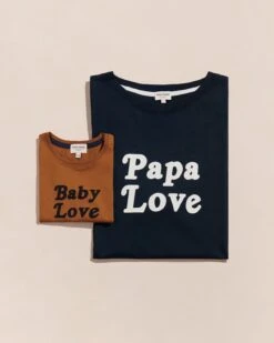 Le T-shirt Papa Love En Coton Bio - Bleu Charbon -Bijoux Magasin 23972F 1
