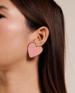 Les Boucles D'oreilles Big Love Grand Cœur Rose - Dorées à L'or Fin 24 Carats -Bijoux Magasin 23SBouclesd oreilleBigloveroseemoiemoi 02 105web