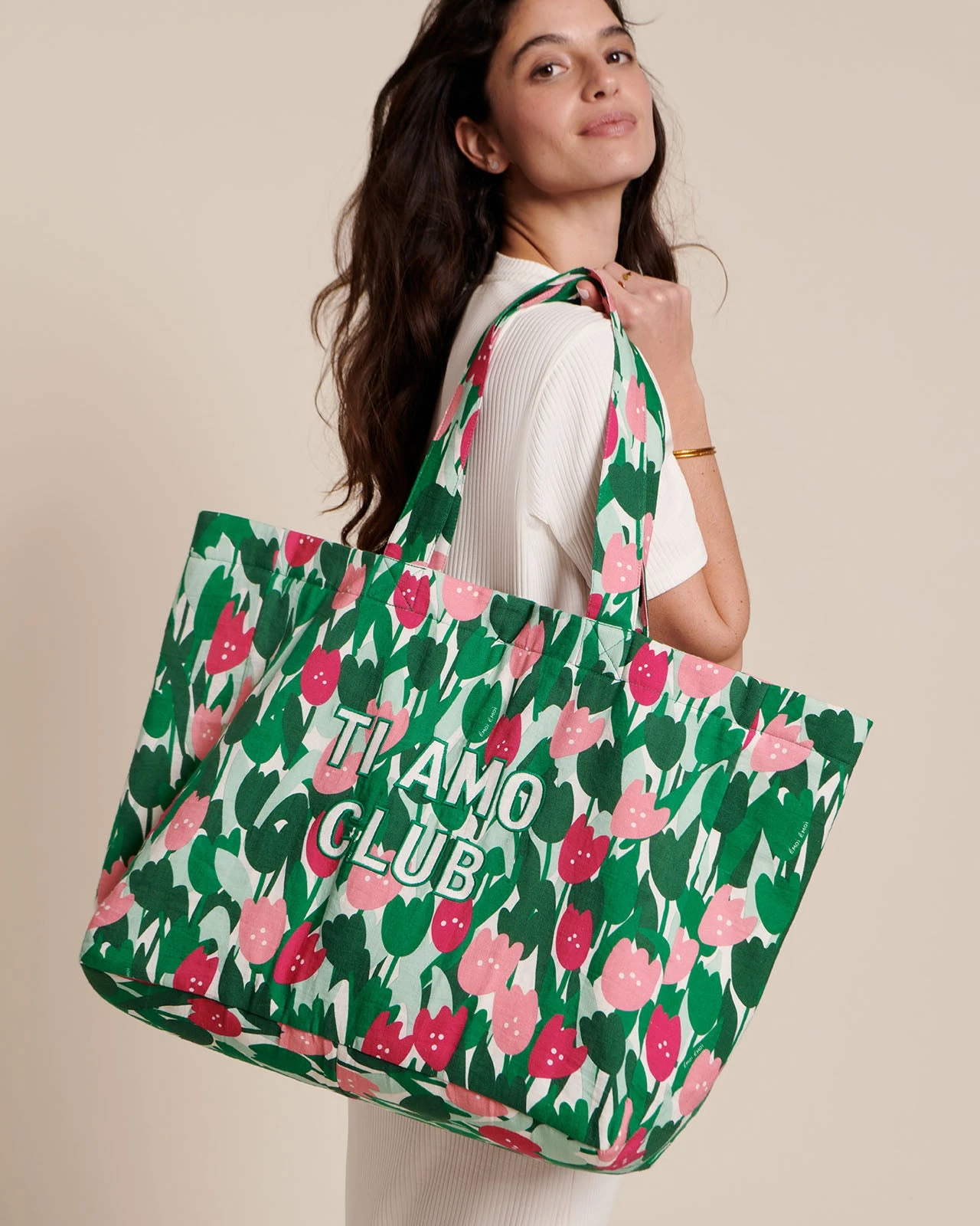 Le Cabas Brodé Ti Amo Club En Coton Lin - Champ De Tulipes 3 Le Cabas Brodé Ti Amo Club En Coton Lin - Champ De Tulipes