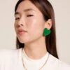 Les Boucles D'oreilles Big Love Grand Cœur Vert - Dorées à L'or Fin 24 Carats -Bijoux Magasin 23SColliermaillonsdore Bouclesd oreillesBigLoveemailvert emoiemoi 28 3240web