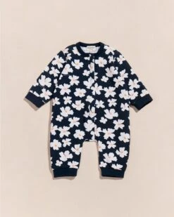 La Mini Combi Célestine En Coton Bio - Anémones Bleu Nuit