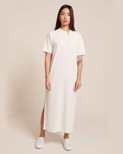 La Robe Roxane En Lyocell Côtelé - Blanc -Bijoux Magasin 23SCreolescoeur RobeRoxaneivoireemoiemoi 01 20web