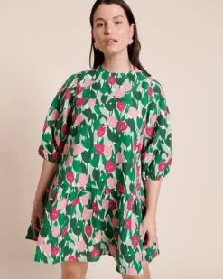 La Robe Romane En Coton Lin - Champ De Tulipes