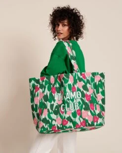 Le Cabas Brodé Ti Amo Club En Coton Lin - Champ De Tulipes 16 Le Cabas Brodé Ti Amo Club En Coton Lin - Champ De Tulipes -Bijoux Magasin 23SSWE 2