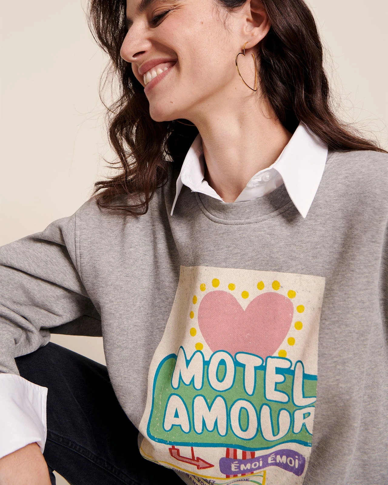 Le Sweatshirt Motel Amour En Coton Bio - Gris Chiné 5 Le Sweatshirt Motel Amour En Coton Bio - Gris Chiné – Image 3