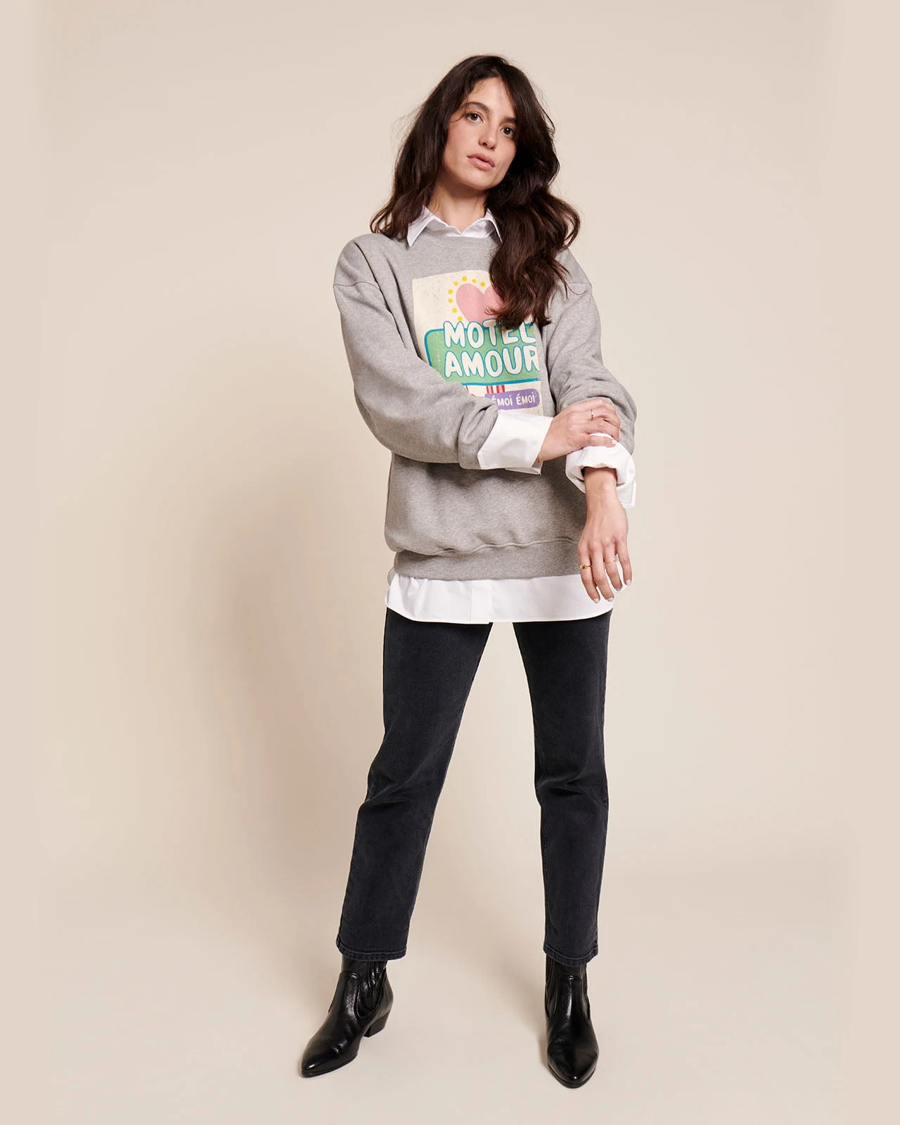 Le Sweatshirt Motel Amour En Coton Bio - Gris Chiné 3 Le Sweatshirt Motel Amour En Coton Bio - Gris Chiné