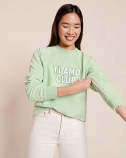 Le Sweat Ti Amo Club Femme En éponge - Vert -Bijoux Magasin 23SSweatStellatiamoclubfemmevert jeanecru tiamoclub emoiemoi 34 3959web
