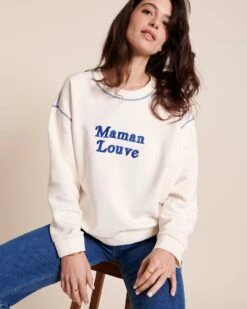 Le Duo De Sweats Maman Louve X Petit Loup En Coton Bio - Blanc -Bijoux Magasin 23SSweatblancmamanlouvefemme emoiemoi 11 1136web