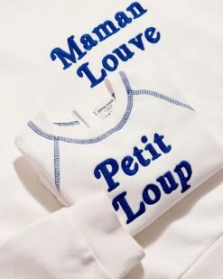 Le Duo De Sweats Maman Louve X Petit Loup En Coton Bio - Blanc -Bijoux Magasin 23SSweatblancmamanlouvefemme sweatpetitloupenfant signature emoiemoi 19 948web