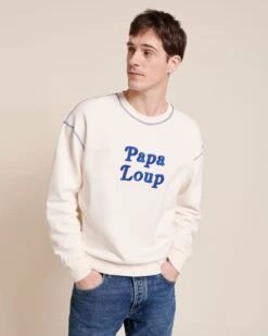 Le Sweat Papa Loup En Coton Bio - Blanc -Bijoux Magasin 23SSweatblancpapalouphomme emoiemoi 11 1229web