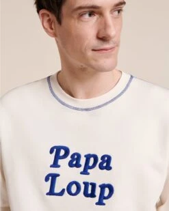 Le Sweat Papa Loup En Coton Bio - Blanc -Bijoux Magasin 23SSweatblancpapalouphomme emoiemoi 11 1234web