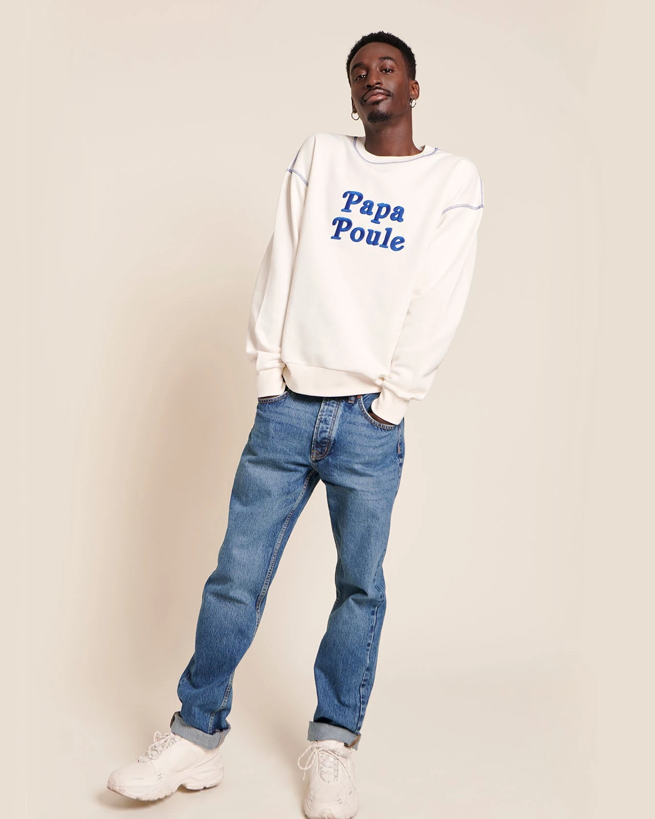 Le Sweat Papa Poule En Coton Bio - Blanc 4 Le Sweat Papa Poule En Coton Bio - Blanc – Image 2