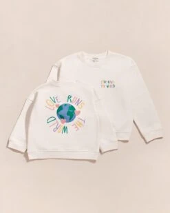 Le Sweat Love Runs The World Enfant En Coton Bio - Blanc