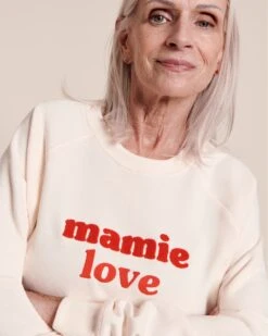 Le Sweat Brodé Mamie Love En Coton Bio - Crème Et Rouge -Bijoux Magasin 23SSweatmamieloverougeemoiemoi 19 2069web