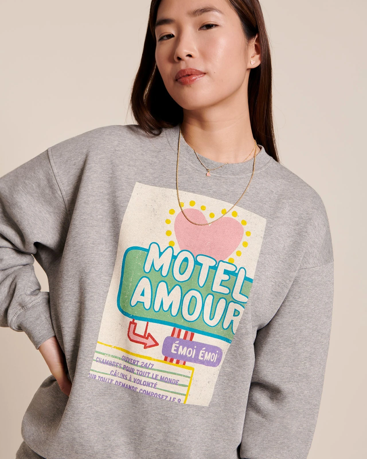 Le Sweatshirt Motel Amour En Coton Bio - Gris Chiné 4 Le Sweatshirt Motel Amour En Coton Bio - Gris Chiné – Image 2