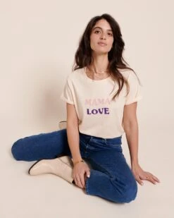 Le T-shirt Mama Love En Coton Bio - Crème