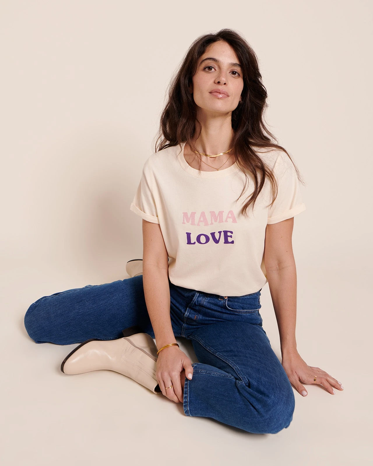 Le T-shirt Mama Love En Coton Bio - Crème 3 Le T-shirt Mama Love En Coton Bio - Crème