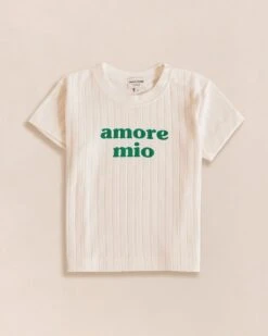 Le T-shirt Amore Mio Enfant En Coton Bio - Crème