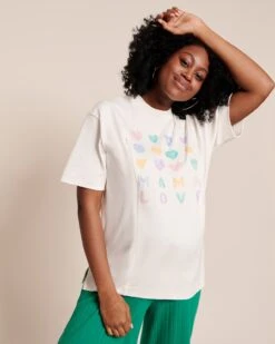 Le T-shirt D'allaitement Mama Love En Coton Bio - Blanc -Bijoux Magasin 23ST shirtcoeursmamaloveallaitementfemme loverunsthewold pantalonpaulinevert emoiemoi LOOK32 3037web