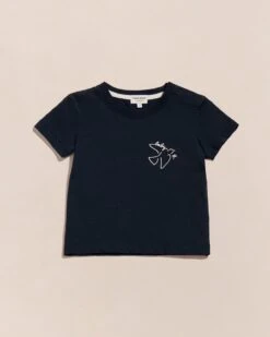 Le T-shirt Brodé Baby Bird En Coton Bio - Charbon