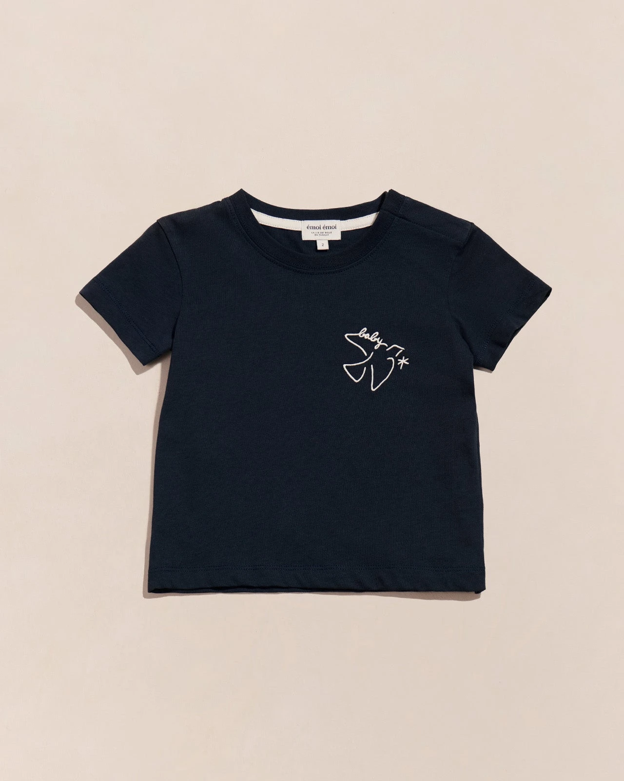 Le T-shirt Brodé Baby Bird En Coton Bio - Charbon 3 Le T-shirt Brodé Baby Bird En Coton Bio - Charbon