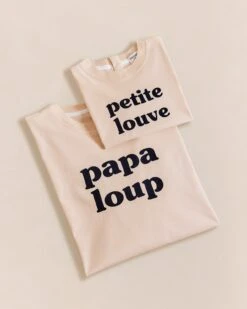 Le Duo De T-shirts Papa Loup X Petite Louve En Coton Bio - Latte