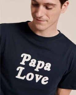 Le T-shirt Papa Love En Coton Bio - Bleu Charbon