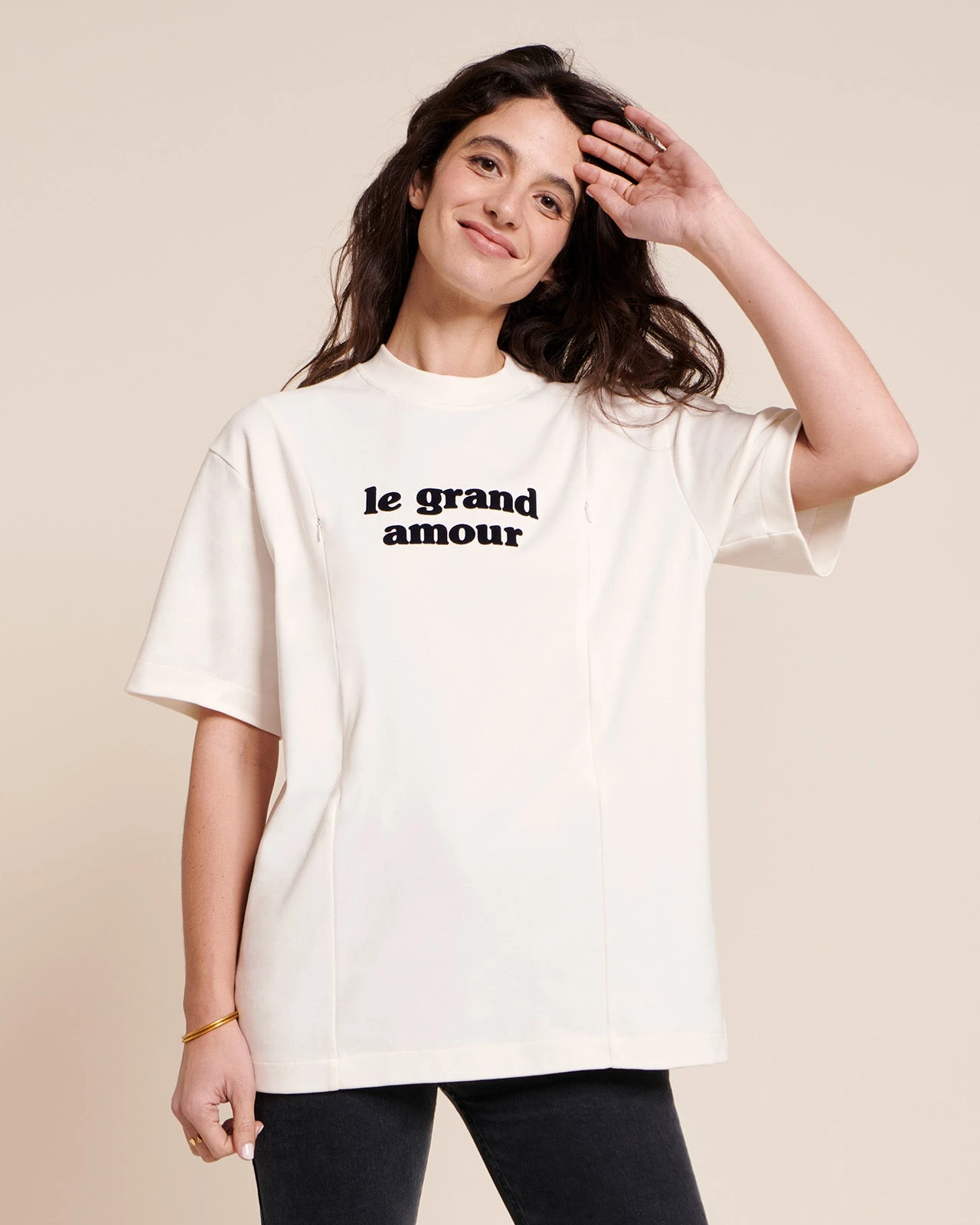 Le T-shirt D'allaitement Le Grand Amour En Coton Bio - Blanc 3 Le T-shirt D'allaitement Le Grand Amour En Coton Bio - Blanc