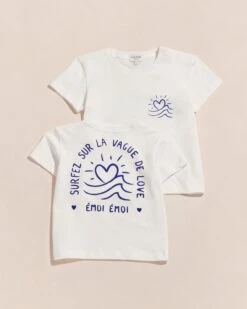 Le T-shirt Vague De Love Enfant En Coton Bio - Blanc