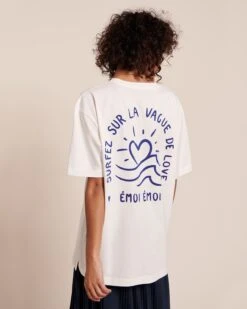Le T-shirt Vague De Love Unisexe En Coton Bio - Blanc -Bijoux Magasin 23ST shirtvaguedelovefemme emoiemoi LOOK25 2524web