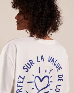 Le T-shirt Vague De Love Unisexe En Coton Bio - Blanc -Bijoux Magasin 23ST shirtvaguedelovefemme emoiemoi LOOK25 2525web