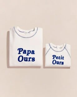 Le Duo De Sweats Papa Ours X Petit Ours En Coton Bio - Blanc