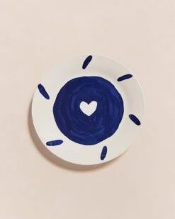 L'assiette CĆur Bleu En Porcelaine