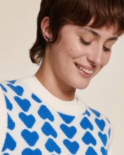 Les Boucles D'oreilles Clarisse 3 Cœurs Bleus - Dorées à L'or Fin 24 Carats -Bijoux Magasin 23WBijouxbleus Bouclesd oreilles3coeursbleus emoiemoi 31 3276web