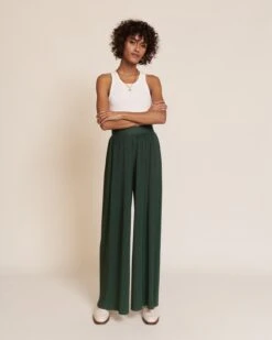 Le Pantalon Plissé Paulina - Vert Nuit