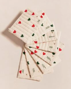 La Pochette Matelassée Coeurs - Message Au Choix - Crème