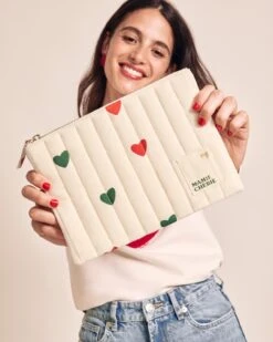 La Pochette Matelassée Coeurs - Message Au Choix - Crème -Bijoux Magasin 23WPochettecoeursvertsetrouges mamiecherie emoiemoiweb