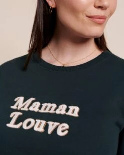 Le Sweat Maman Louve En Coton Bio - Charbon -Bijoux Magasin 23WSweaticoniquecharbon Mamanlouvefemme emoiemoi LOOK30 2904web