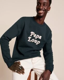 Le Sweat Papa Loup En Coton Bio - Charbon -Bijoux Magasin 23WSweaticoniquecharbon PapaLoup emoiemoi LOOK25 3018web