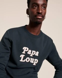 Le Sweat Papa Loup En Coton Bio - Charbon -Bijoux Magasin 23WSweaticoniquecharbon PapaLoup emoiemoi LOOK25 3038web