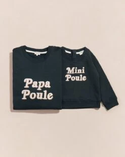 Le Duo De Sweats Papa Poule / Mini Poule En Coton Bio - Charbon