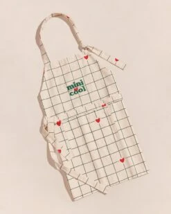 Le Tablier Mini Cool à Carreaux En Coton Bio - Crème