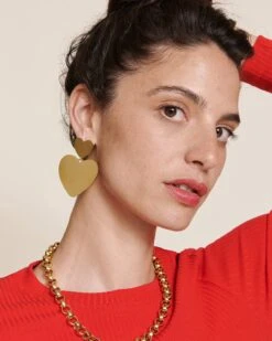 Les Boucles D'oreilles Very Big Love - Dorées à L'or Fin 24 Carats -Bijoux Magasin 23Wbouclesd oreillesVeryBigLovedoree chainechunkyXXL emoiemoi 34 3543web