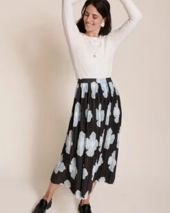 La Jupe Plissée Adèle - Anémones Des Neige Gris