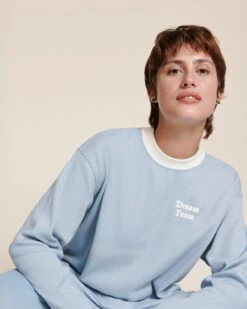 Le Haut De Pyjama Dream Team Femme En Coton Bio Nid D'abeille - Bleu