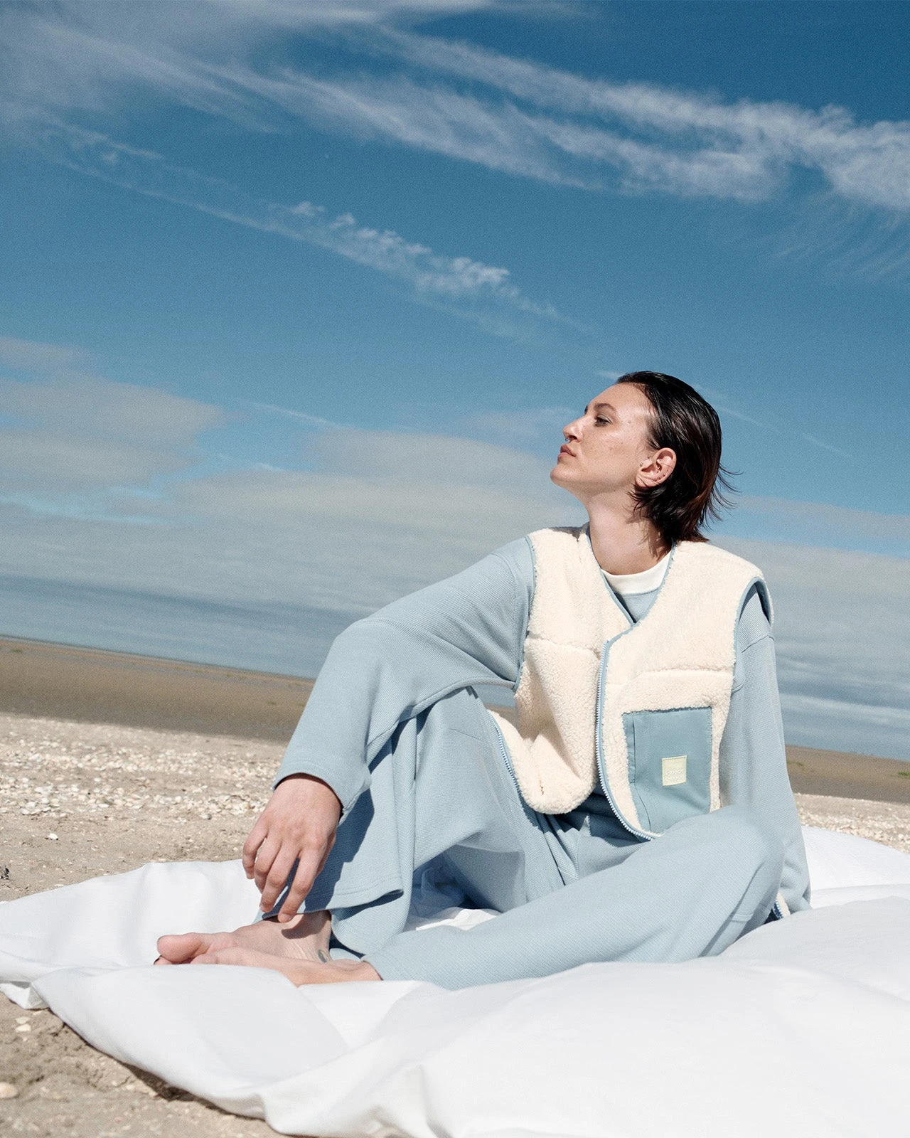 Le Haut De Pyjama Dream Team Femme En Coton Bio Nid D'abeille - Bleu 9 Le Haut De Pyjama Dream Team Femme En Coton Bio Nid D'abeille - Bleu – Image 7