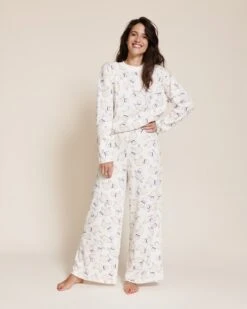 Le Pyjama Moutons De L'espace Femme En Coton Bio Nid D'abeille - Blanc