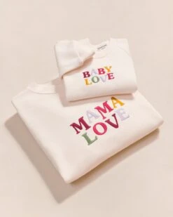 Le Duo De Sweats Club Mama Love X Baby Love En Coton Bio - Crème